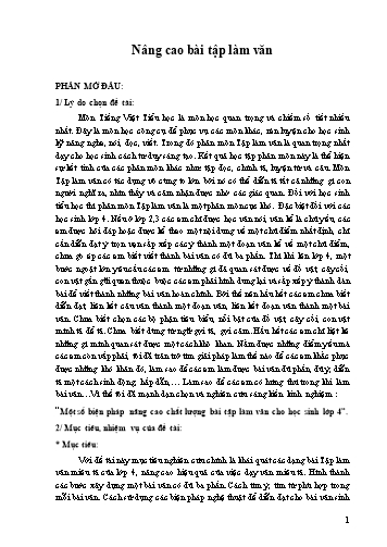 SKKN Một số biện pháp nâng cao chất lượng bài tập làm văn cho học sinh Lớp 4