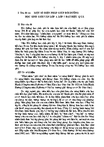 Sáng kiến kinh nghiệm Một số biện pháp giúp bồi dưỡng học sinh giỏi văn Lớp 4, 5 đạt hiệu quả