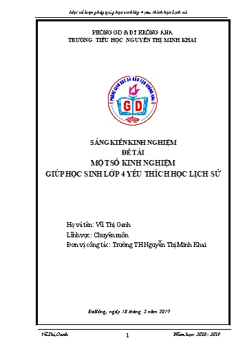 Sáng kiến kinh nghiệm Một số biện pháp giúp học sinh Lớp 4 yêu thích học Lịch sử