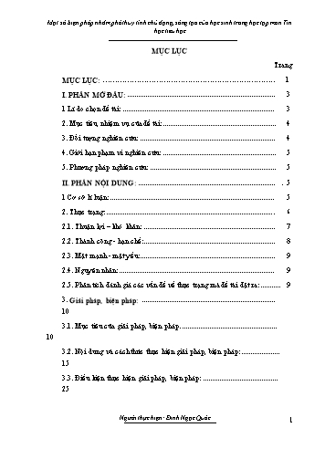 Sáng kiến kinh nghiệm Một số biện pháp nhằm phát huy tính chủ động, sáng tạo của học sinh Lớp 4 trong học tập môn tin học