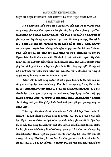 Sáng kiến kinh nghiệm Một số biện pháp sửa lỗi chính tả cho học sinh ở Lớp 4